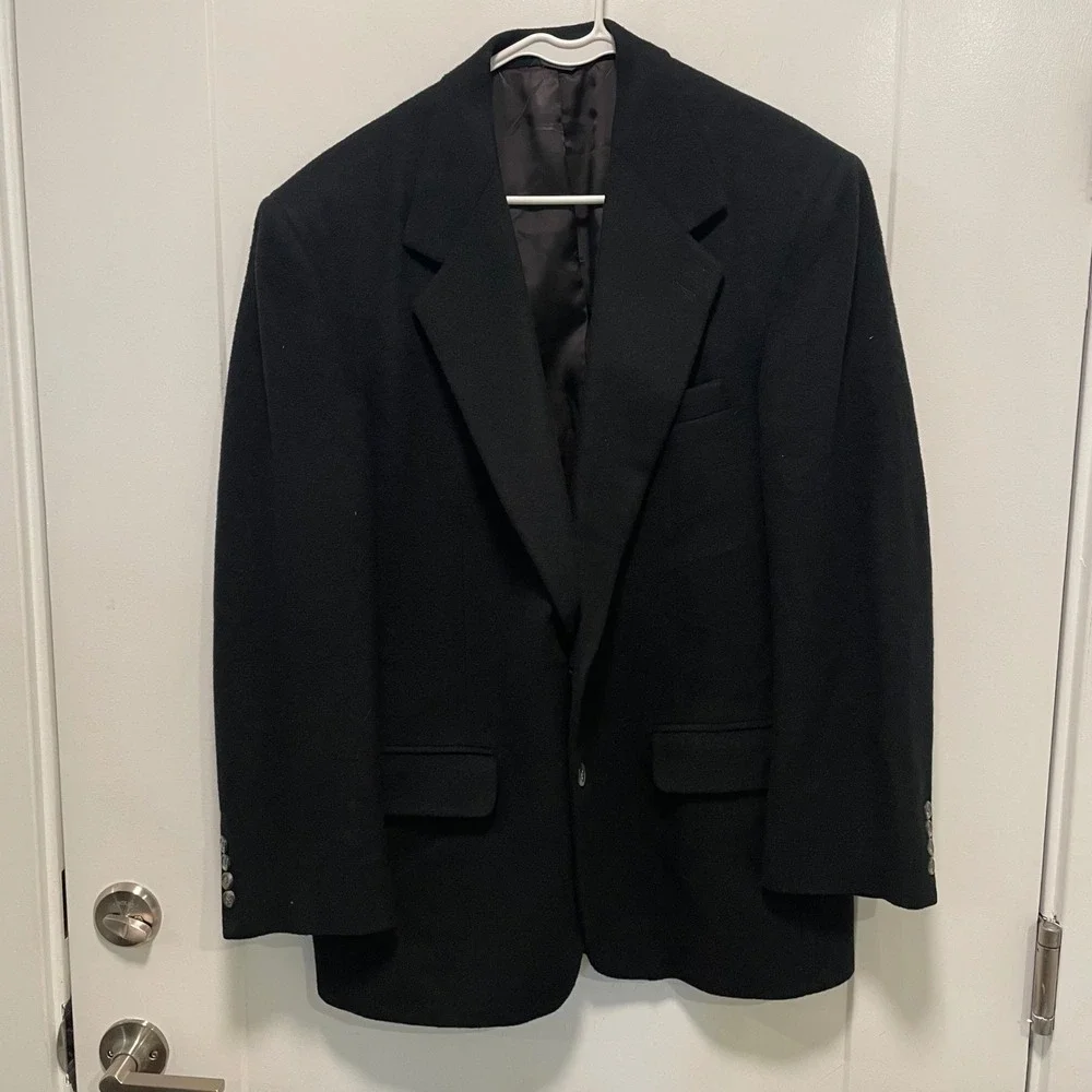 Mark Shale Mens Black 100% Pure Camel Hair Two Button Blazer Sport Coat 42R